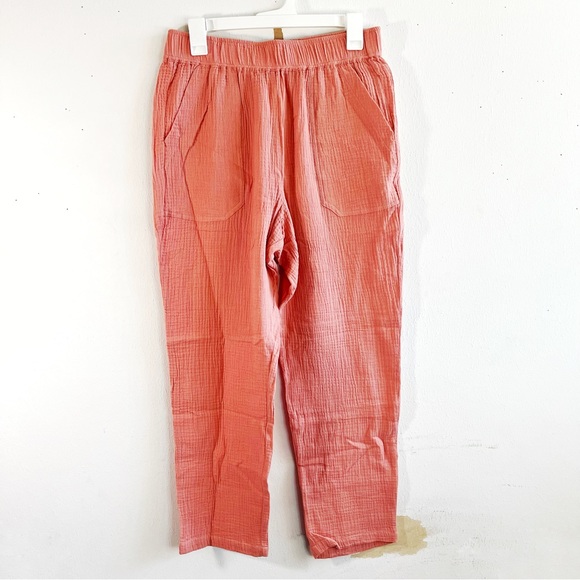 Marine Layer Pants Paula Easy Tapered Gauzy Cotton Pant in Rosette Pink Sz M NWT - Picture 6 of 16